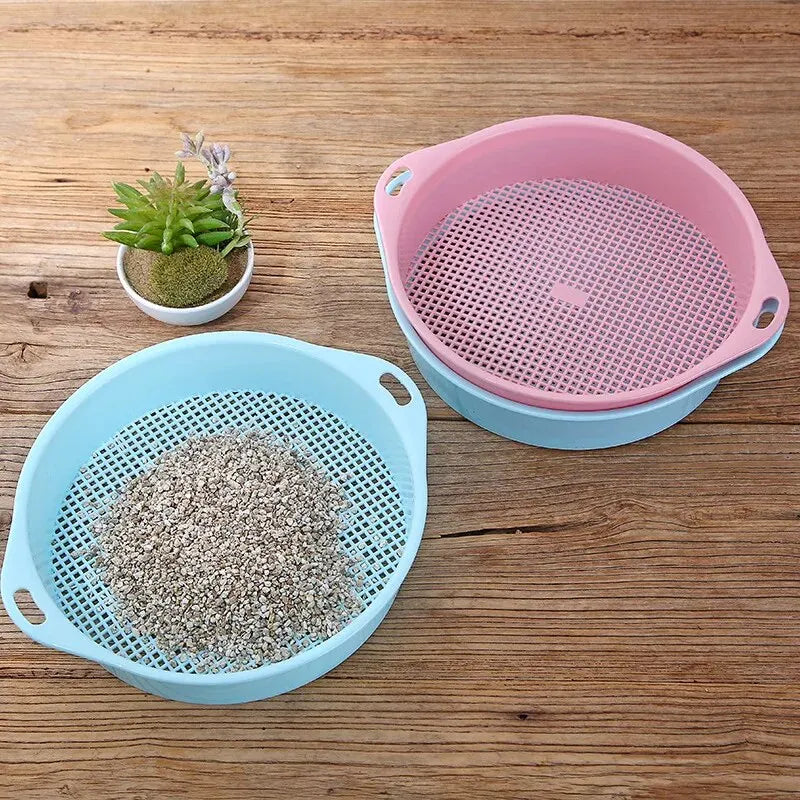 28cm tuinbouwbodemzeef, tuinbouwgereedschap, zaailingsbodemzeef, plastic potplantenfilter, sappige deeltjeszeef