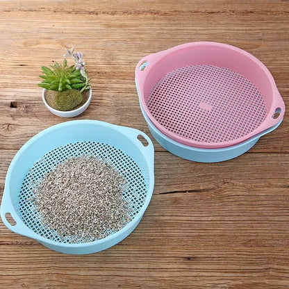 28cm tuinbouwbodemzeef, tuinbouwgereedschap, zaailingsbodemzeef, plastic potplantenfilter, sappige deeltjeszeef