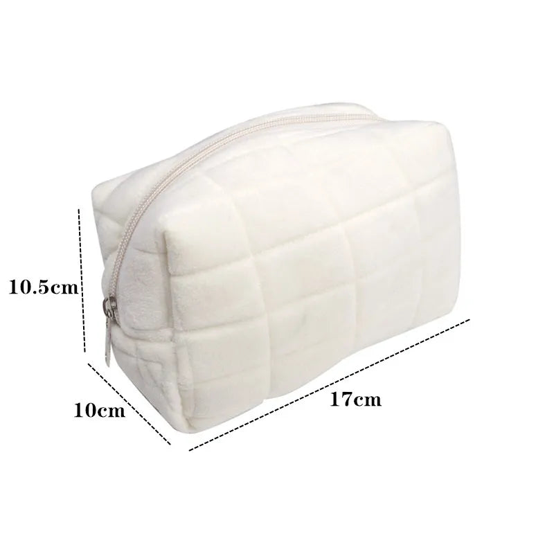 Geantă de machiaj drăguț pentru femei cu fermoar cu fermoar mare de culoare solidă cosmetică călător