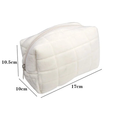 Geantă de machiaj drăguț pentru femei cu fermoar cu fermoar mare de culoare solidă cosmetică călător