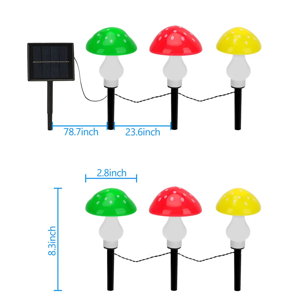 Champignon solaire jardin léger extérieur décor 8 modes imperméables de la lampe de champignons étanche