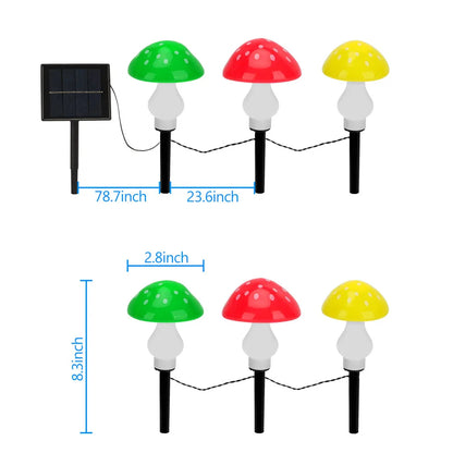 Champignon solaire jardin léger extérieur décor 8 modes imperméables de la lampe de champignons étanche