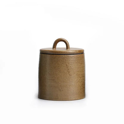 Japanese Ceramic Sealed Tea Caddy Coarse Pottery Large Vintage Spice Jar Household Candy Storage Tank Food Container Canister