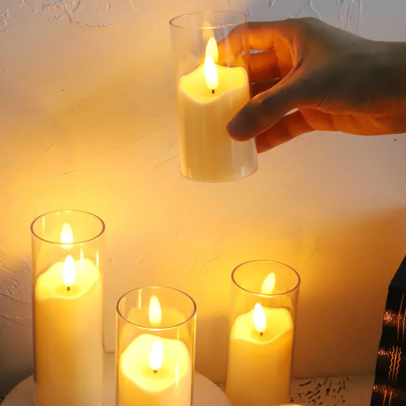 6pcs LED Velas elétricas sem chamas Lâmpada de acrílico Bateria de vidro trêmulo