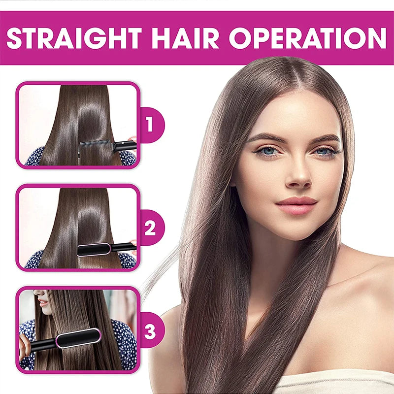 Hair Brush Hot Air Comb Straightening Dryer Styler Air Hot Air Brush Flat Iron Hair Straightener Brush