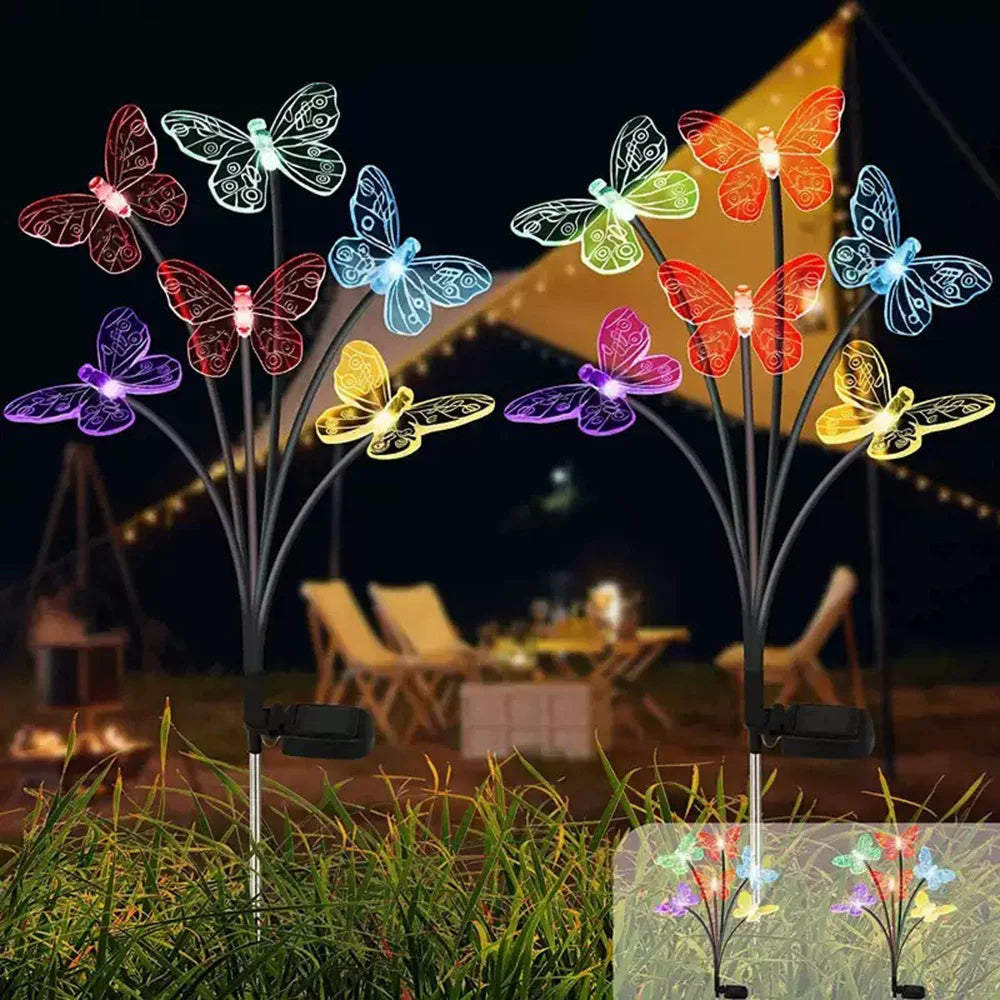 LED SOOL LED EXTERIOR IMPERIT GARDER DEL JARDÍA EL PARCELA Solar Luces de mariposa de mariposa Lámpara de decoración de jardín 6/8/10 Cheeps