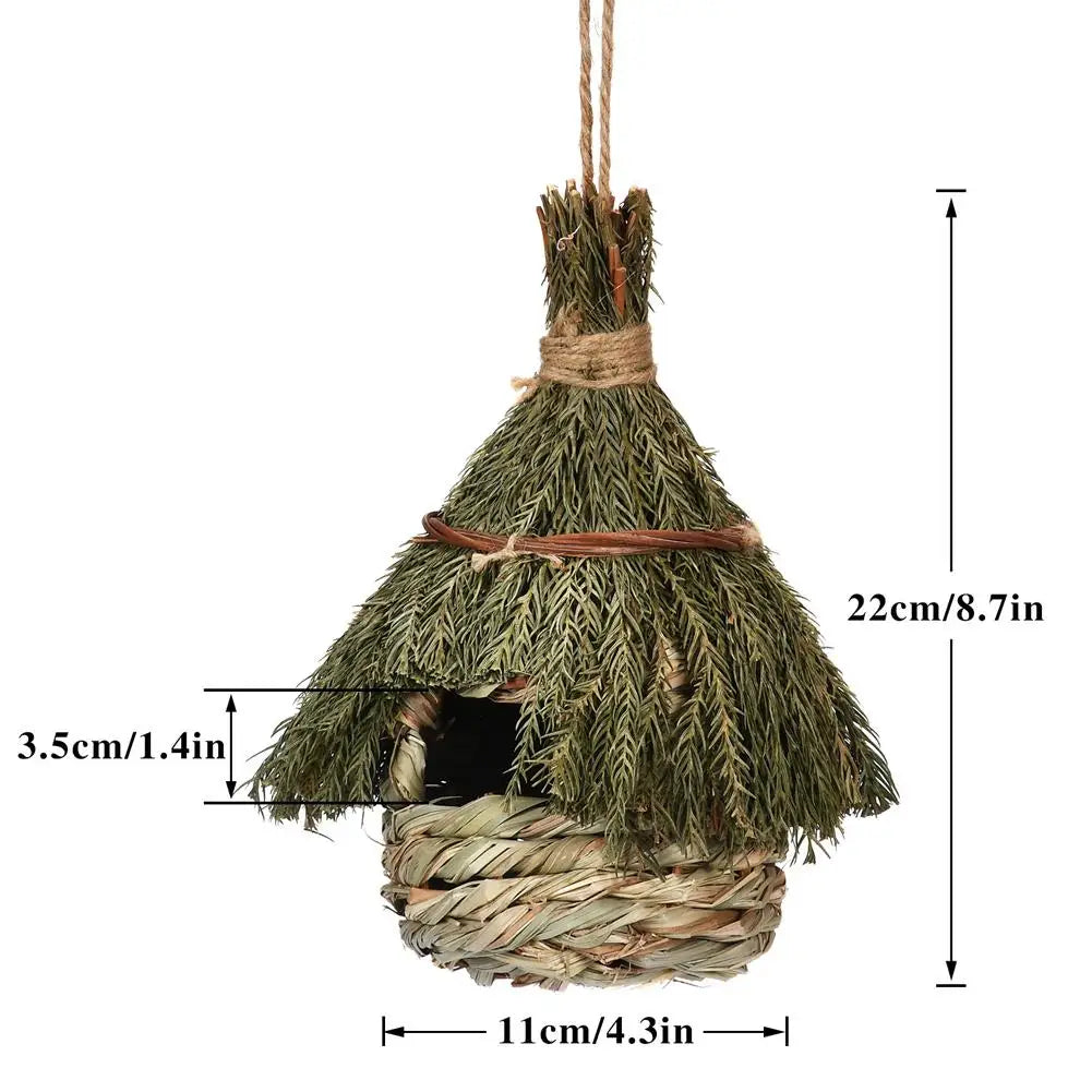 Casa de pássaros para ninho de pássaro de grama pendurada externa, Hummingbird House, Bird Hut Outdoor, casa de pássaros para decoração da fazenda