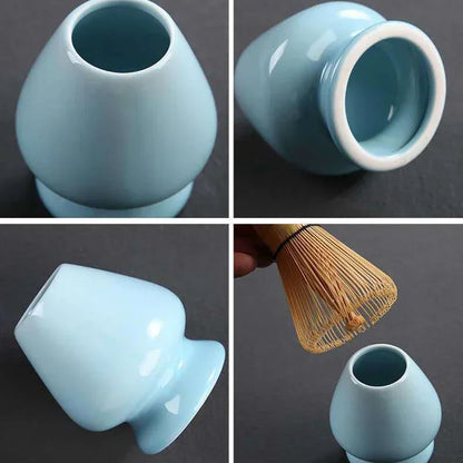 Japanese Ceramic Matcha Green Tea Chasen Holder Stand Bowl Bamboo Whisk Grinder Brushes Tea Tools Holder Tea Accessories Teaware