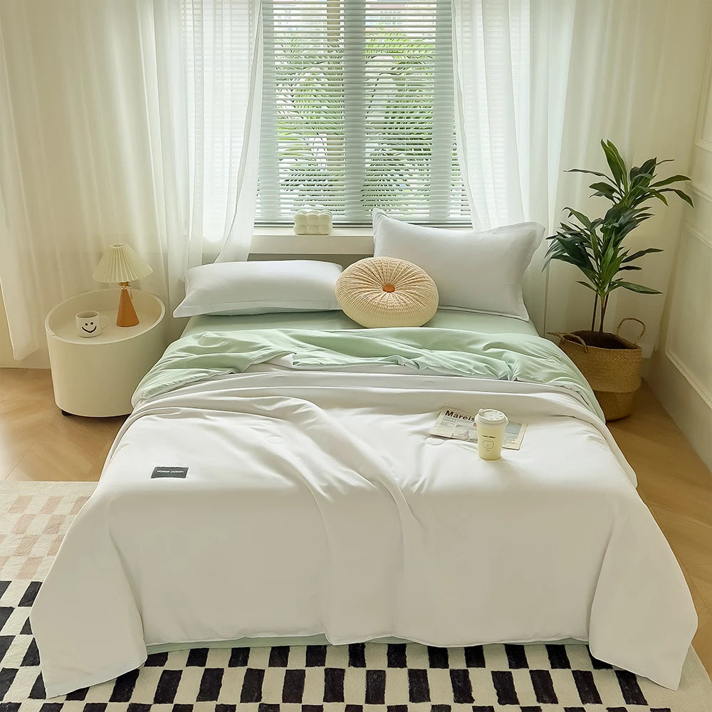 YanYangTian Solid color Spring Summer quilt blanket bed cover two-sided quilted comforter 150 200 single bed king queen