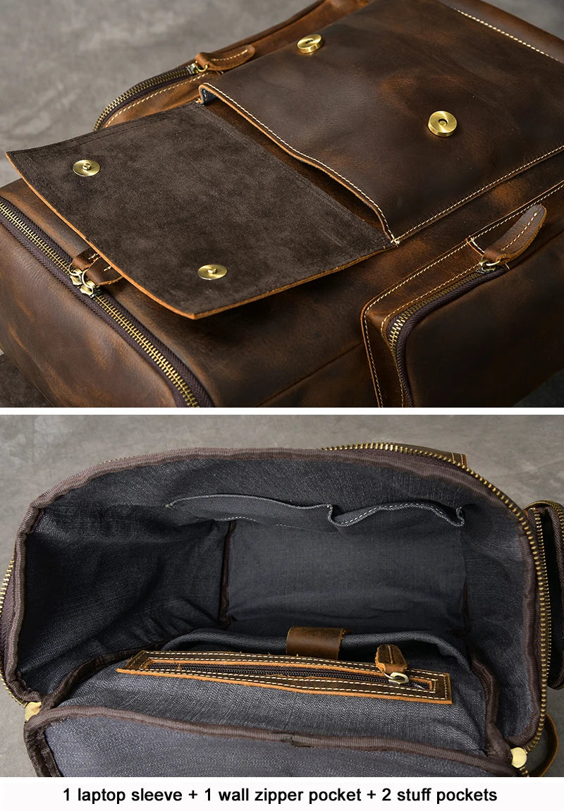 Cazzo vintage Crazy Genuine Backpack in pelle uomini uomini in pelle Stucker Rucksino Male Backpack M814