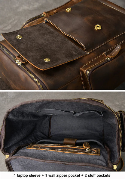 Cazzo vintage Crazy Genuine Backpack in pelle uomini uomini in pelle Stucker Rucksino Male Backpack M814