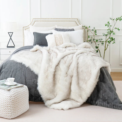 Battilo Faux Pelzdecke für Bettsofa Luxus Dekor Blanke weich Fuzzy Plaid Fuchs Fell Decken Winter warm gemütlich Wurfdecke