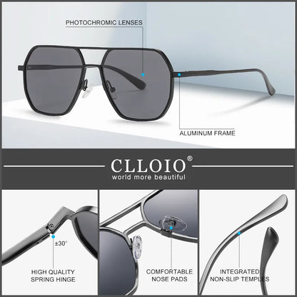 Clloio New Fashion Aluminium Photochromic Sunglasses Men Femmes Polaris Sun Glasses Chameleon Anti-Glare Driving Oculos de Sol