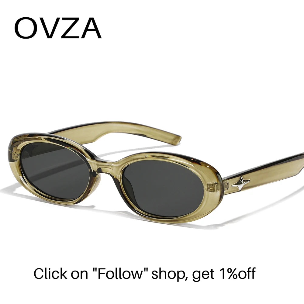OVZA 2023 Novos óculos de sol Retro vintage Mulher oval de óculos estreitos Eyewear S1007