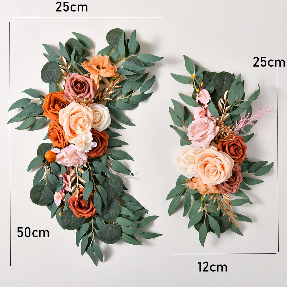 Yannew Lule artificiale të harkut të dasmave Kit Boho Dusty Rose Rose Blue Eukaliptus Garland Drawes për Dekoratat e Dasma Shenja e Mirëseardhjes