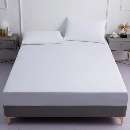 100% Waterproof Fitted Sheets Or Pillowcase Mattress Protector Bed Cover Elastic Band Solid Single Double Bedspread Queen Size