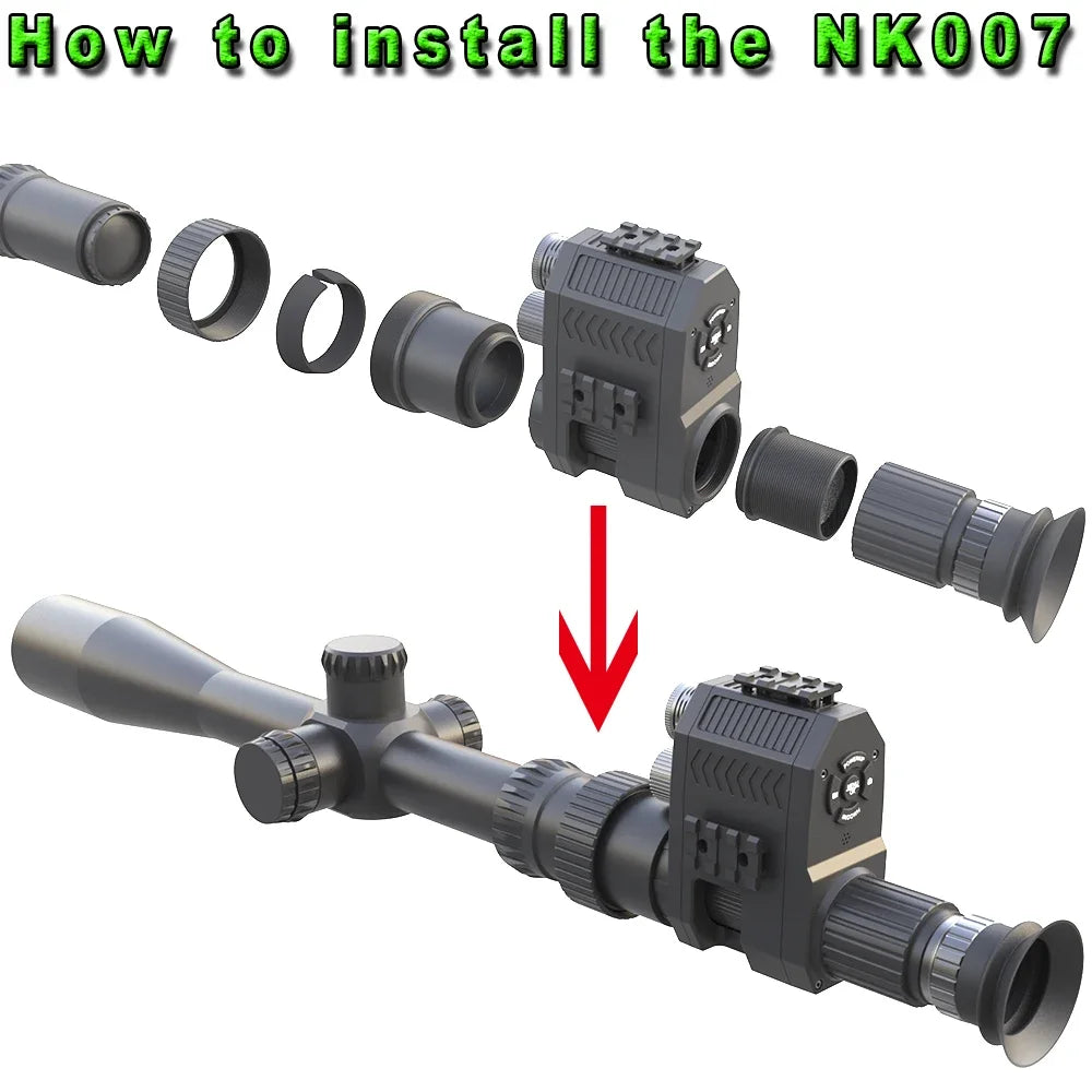 1080p Digital Night Vision Scope NK007Plus monokulaarinen 200-400M Infrapuna-videokamera ladattavalla akkulla ulkona metsästykselle