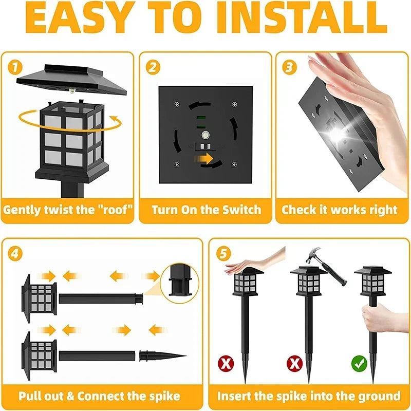 2/4/6/8 stks Solar LED Pathway Lights Outdoor Waterdichte Walkway Garden Decor Street Lamp voor landschapswerf Patio oprit