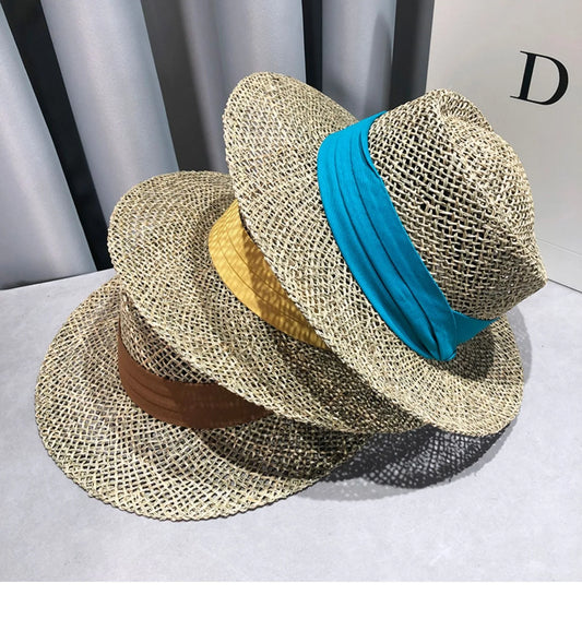 Ljetna moda Žene Sunshade Wide Brim Fedora Hats za putopis plaža casual šuplje jednostavne kape za slame fedora