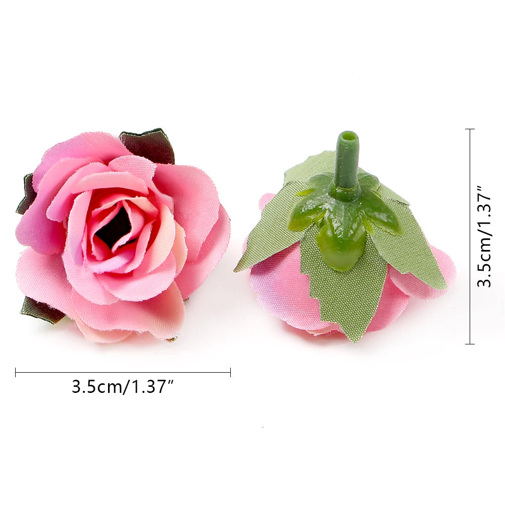 10/20/50pcs růžové umělé květiny 3,5 cm falešné květiny pro domácí výzdobu zahradní svatební dekorace věnec věnec dárkové doplňky