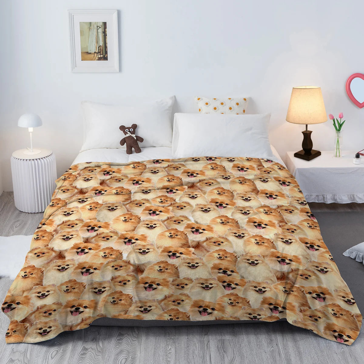 Pomeranische Wurfdecke Fuzzy Dog Decke für Kinder Pommerianische Geschenke für pommerianische Liebhaber gemütliche Decke für Couchsofa Bett
