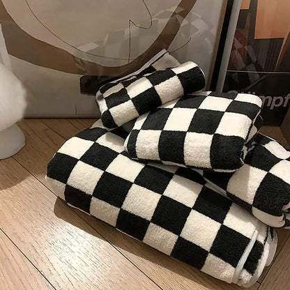 Couverture de flanelle pour la chambre à coucher des couvertures de climatisation douce à damier