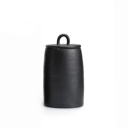 Japanese Ceramic Sealed Tea Caddy Coarse Pottery Large Vintage Spice Jar Household Candy Storage Tank Food Container Canister