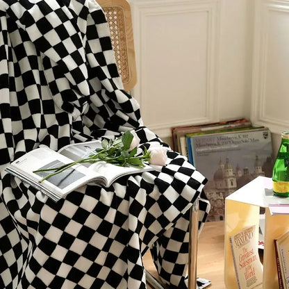 Couverture de flanelle pour la chambre à coucher des couvertures de climatisation douce à damier