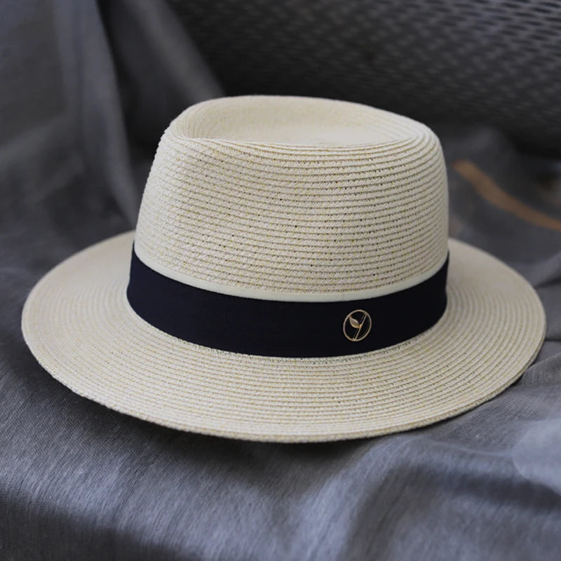 Designer ny naturlig panama myk formet stråhatt sommer kvinner/menn bred rand beach sol cap UV beskyttelse fedora bursdagsgave