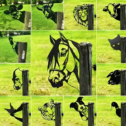 Peeping Animal Care Farm Decoration Pieces Outdoor Courtyard Garden Plug-In Realistic Modeling Metal and Iron Art ozdoby