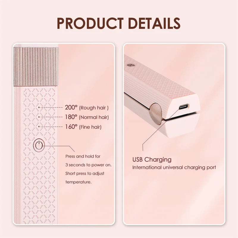 Coiffure lisseur sans fil usb coiffure lisseenner mini coiffure coiffure 3 Température constante fer plat portable pour le voyage