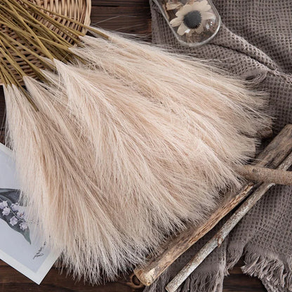 55 cm 5pcs Fluffy Pampas Gras Boho Dekor Blume gefälschte Pflanze Reed Simulierte Hochzeitsfeier Weihnachtshemmung Künstliche Blume künstliche Blume