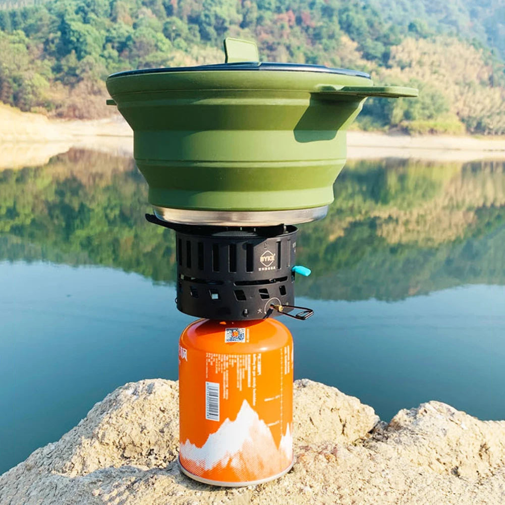 Faltbare tragbare Campingkessel -Sparplatz Collabsible Cooker Pot Wärme resistent mit Griff zum Wanderwanderungstable Geschirr