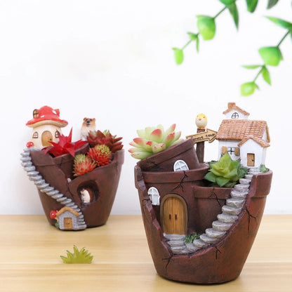 Retro Bauernhaus Blumentopf für Sukkulenten Pflanzen, dekorative Pflanzer Mini Bonsai Flowerpot Fairy Garden Home Desktop Dekoration