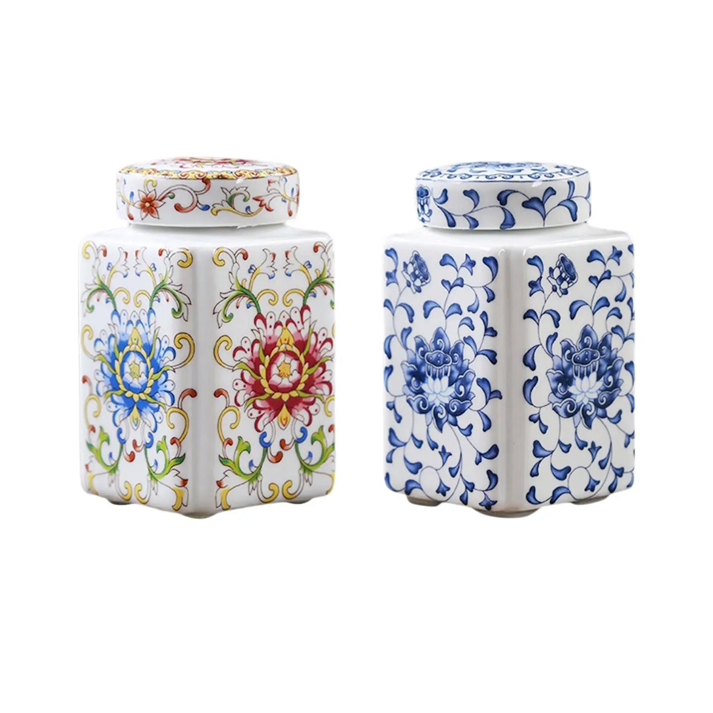 Ceramic Ginger Jar Decorative Ceramic Flower Vase Chinese Porcelain Temple Jar for Home Living Room Table Bedroom Decoration