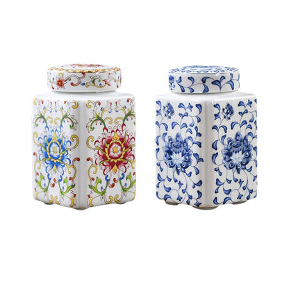 Ceramic Ginger Jar Decorative Ceramic Flower Vase Chinese Porcelain Temple Jar for Home Living Room Table Bedroom Decoration