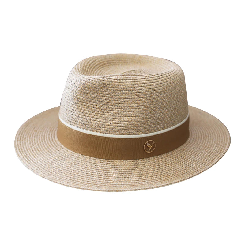 Designer ny naturlig panama myk formet stråhatt sommer kvinner/menn bred rand beach sol cap UV beskyttelse fedora bursdagsgave