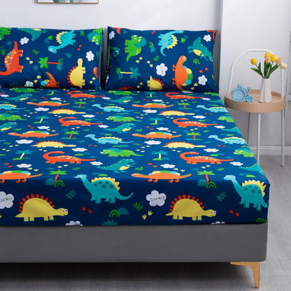 Dinosaurio de dibujos animados impermeables cubierta de cama para el hogar Sabana Summer Spring Winter Matches Covers con elástica (sin funda de almohada)