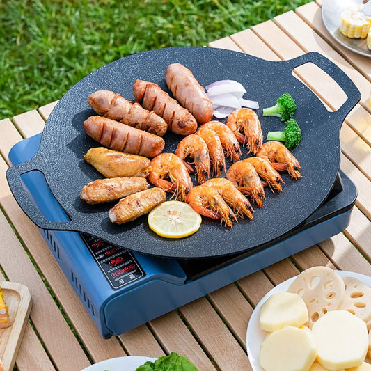 Gianxi Grill Pan Kórejská guľatá nelepivé grilovacie tanier Outdoor Cestovné kemping