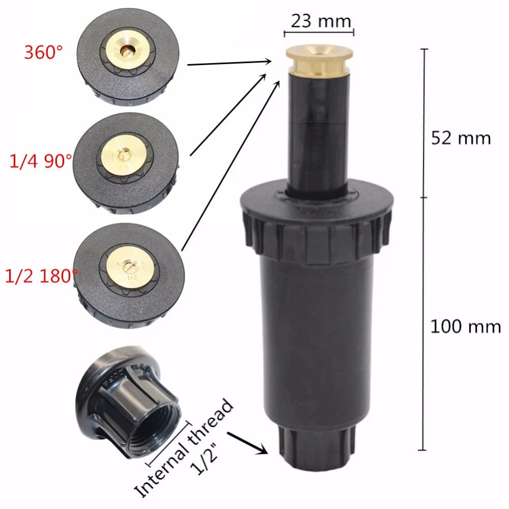Sprinkler popup da 1/2 pollici 90/180/360 gradi allungamento automatico prato puro in rame sepolto sepoltura di irrigazione dell'irrigazione dell'irrigazione