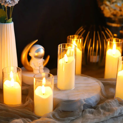 6pcs LED Velas elétricas sem chamas Lâmpada de acrílico Bateria de vidro trêmulo