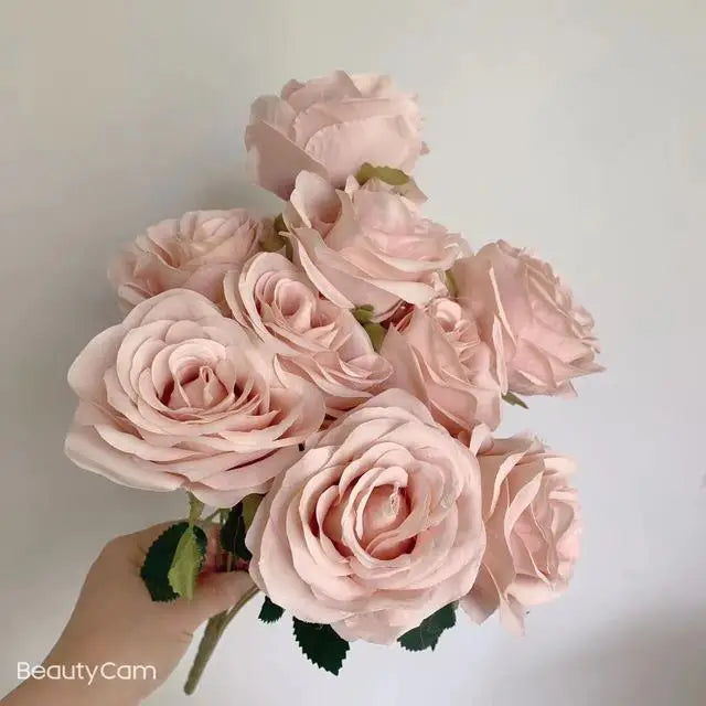 ديكور زفاف وردي مغبر أحمر الخدود عاري ضوء القهوة الأرز الأبيض بوكيه ورد صناعي زهرة صف دليل الطريق زهرة s دروبشيبينغ