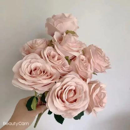 ديكور زفاف وردي مغبر أحمر الخدود عاري ضوء القهوة الأرز الأبيض بوكيه ورد صناعي زهرة صف دليل الطريق زهرة s دروبشيبينغ