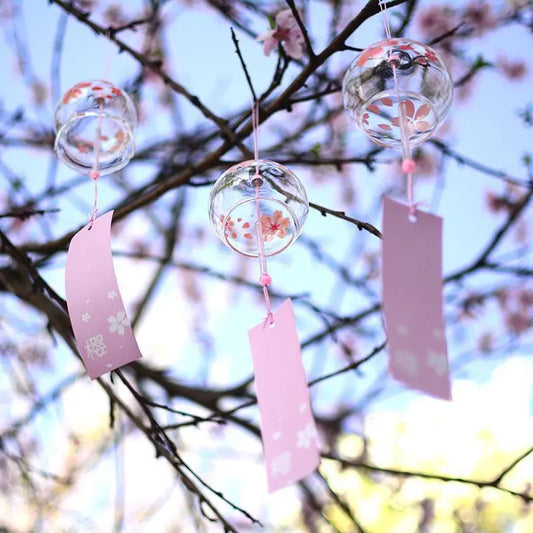 Japansk vindklokke håndlaget Sakura Wind Chimes Garden Decoration Outdoor Glass Furin Wall Hanging Home Decor Room Pendant Craft