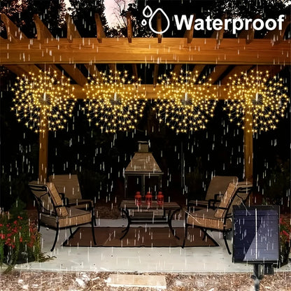 Suspenderet Solar Firework Light 360/480 LED Star Burst Light Udendørs Vandtæt 8mode EAVE Have Træ Juledekorativt lys