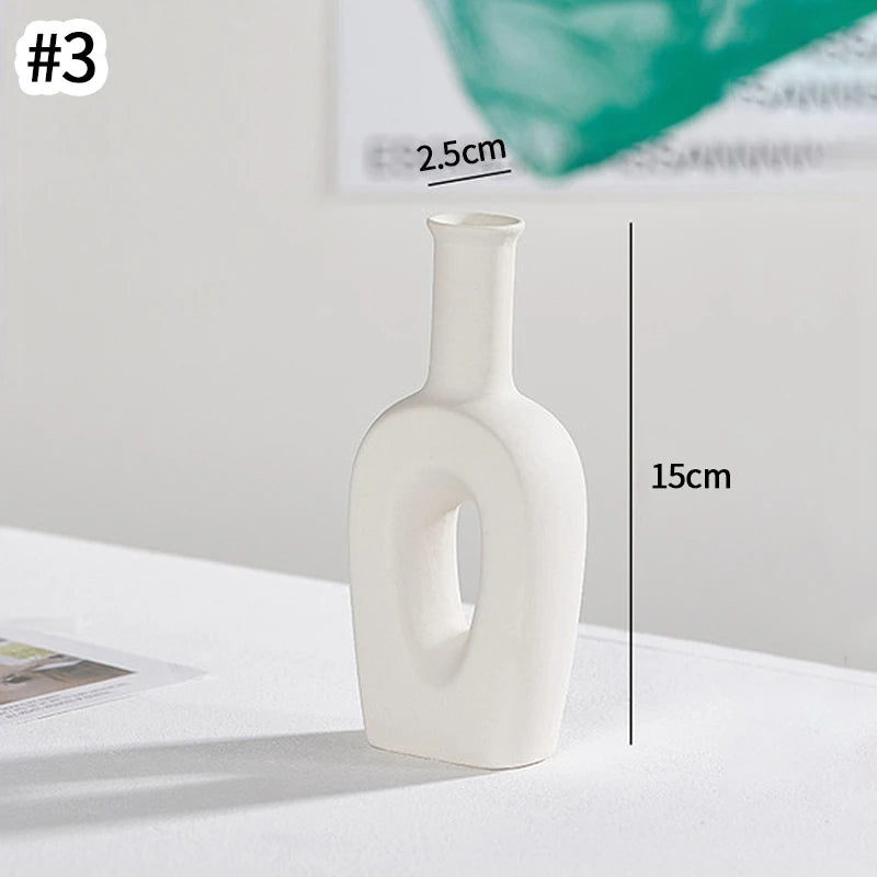 White Ceramic Vase Modern Decorative Vase for Pampas Grass Minimalist Flower Vases for Centerpiece Wedding Office Home Decor