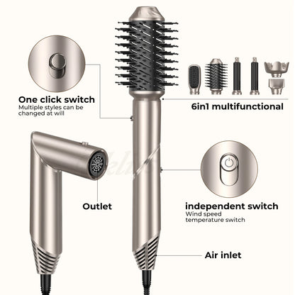 Dobrando 6 polegadas de escova de secador de cabelo de cabelo Ionic Bellower Blower Salon Ministério do seco de ar de água Curador de curling Curling Iron Styler