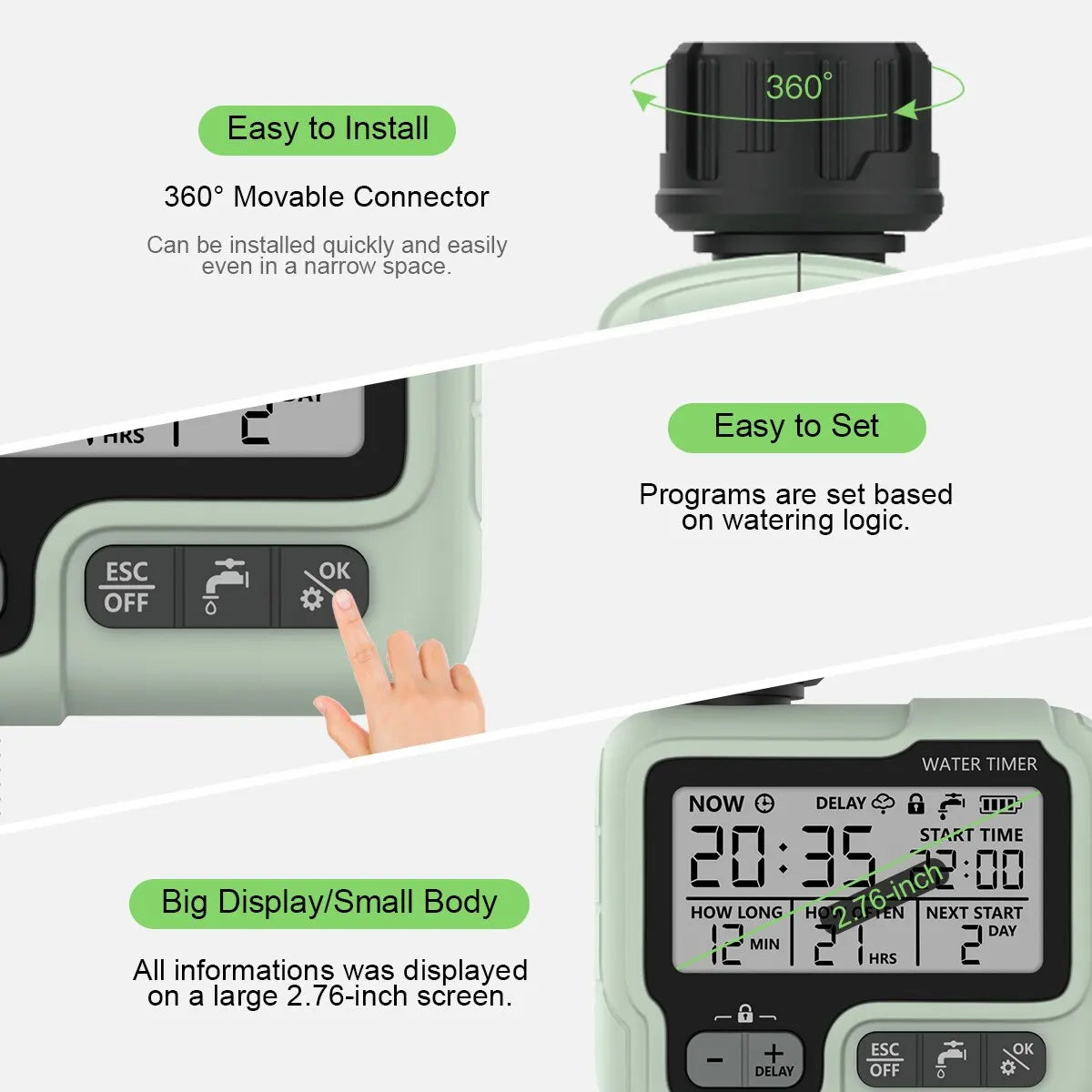 HCT-322 Automatisk vanntimer Garden Digital Irrigation Machine Intelligent Sprinkler Brukt utendørs for å spare vann og tid