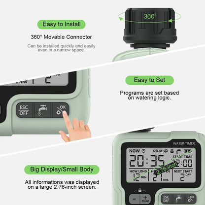 HCT-322 Automatisk vanntimer Garden Digital Irrigation Machine Intelligent Sprinkler Brukt utendørs for å spare vann og tid