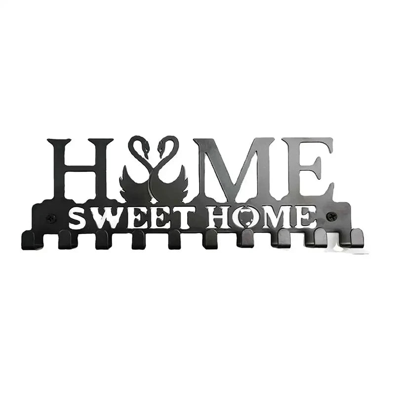 1pc Metal Key Holder Hooks Wall Hanging Wall-mounted Coat Rack Sweet Home Wall Hanger Iron Art Decor For Front Door Kitchen
